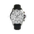 stainless steel case genuine leather strap chronograph current men watches